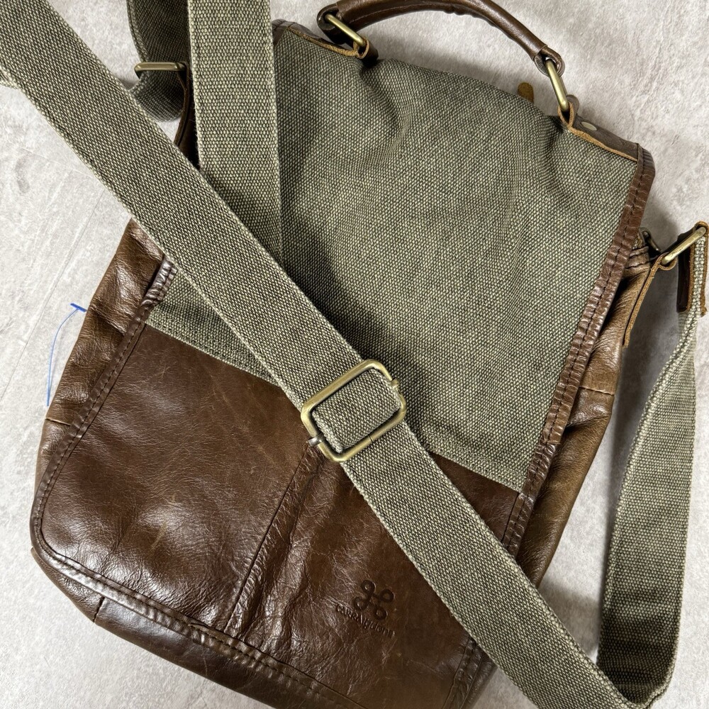 Carraig Donn Ireland Leather /Canvas Front Flap Messenger Shoulder Crossbody Bag